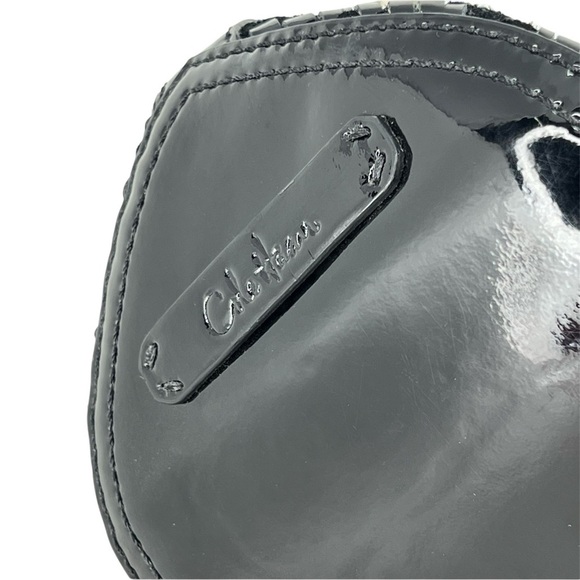 Cole Haan Genevieve Weave Large Triangle Tote Black Suede & Patent Leather EUC - Picture 6 of 9